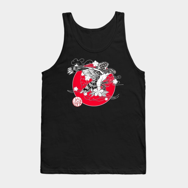 Japanese falcon and cherry blossoms Tank Top by Ukiyograph